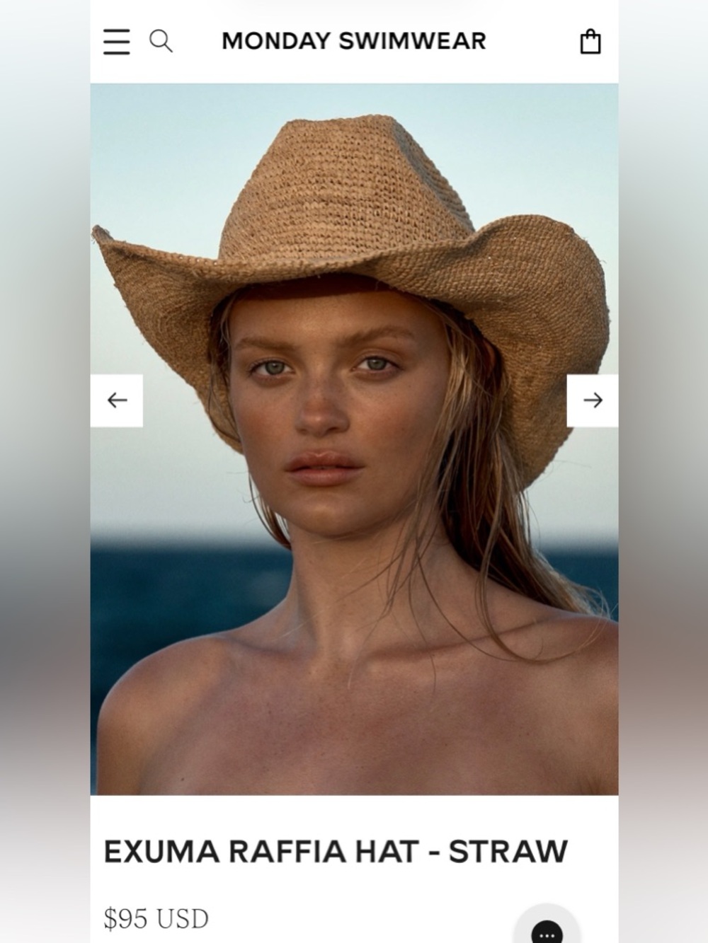 Monday Swimwear Exuma Raffia Hat - Straw